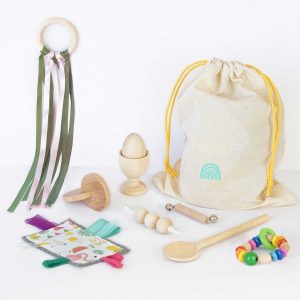 Juguetes Montessori para bebés verdes