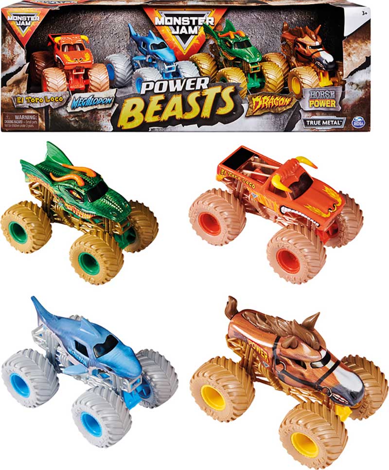 Pack 4 monster jam 1:64 power beast
